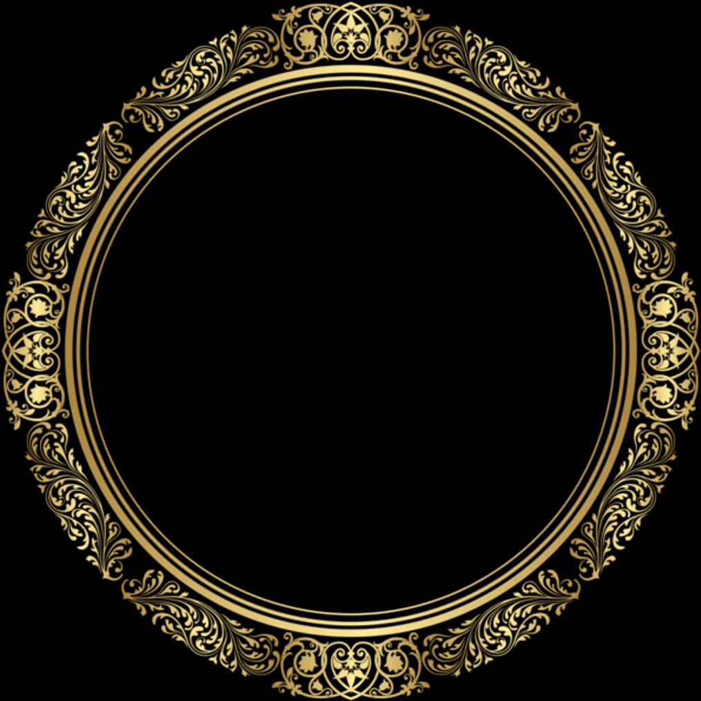 Golden Ornate Frame Circle PNG image