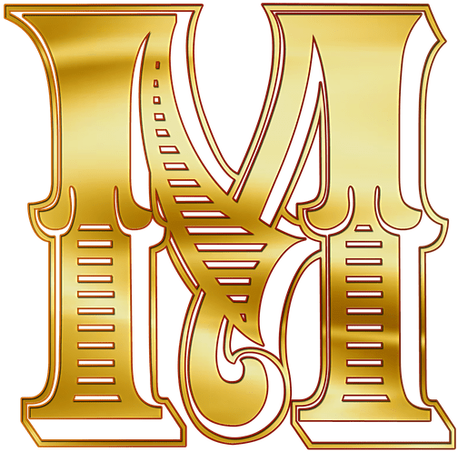 Golden Ornate Letter M PNG image