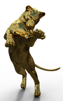 Golden Panther Statue PNG image