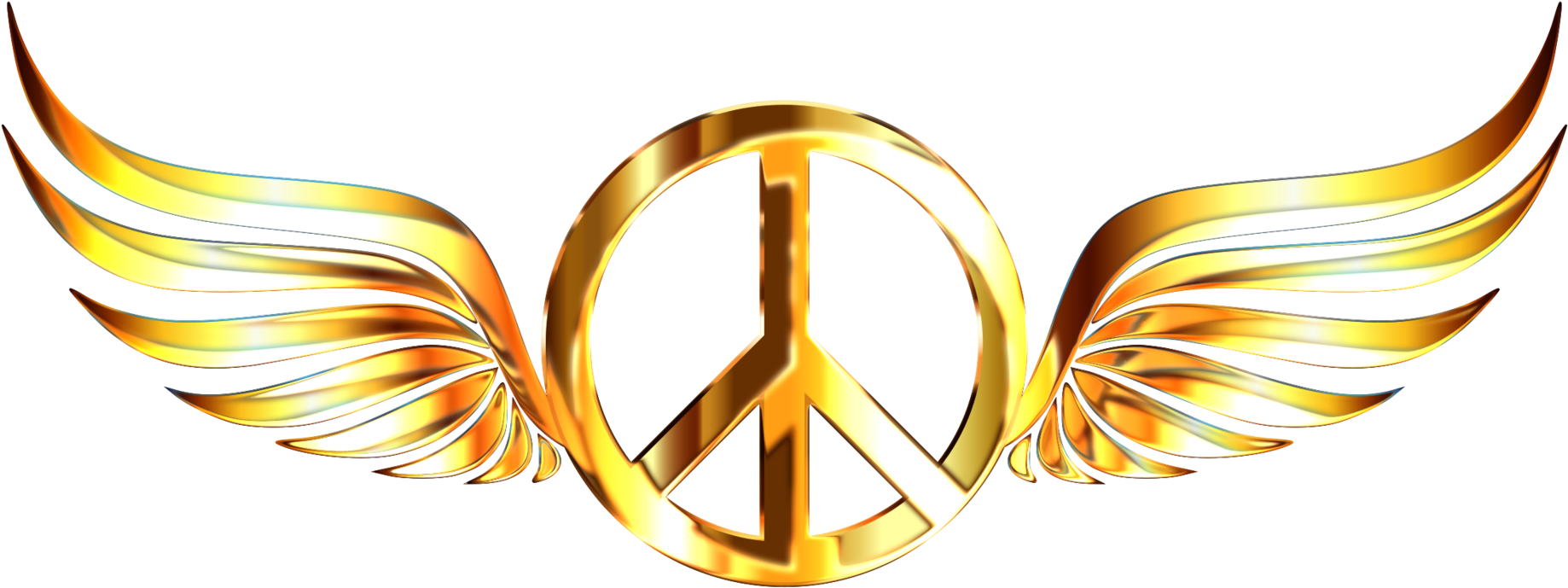 Golden Peace Symbol Wings PNG image