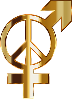 Golden Peaceand Love Symbol PNG image
