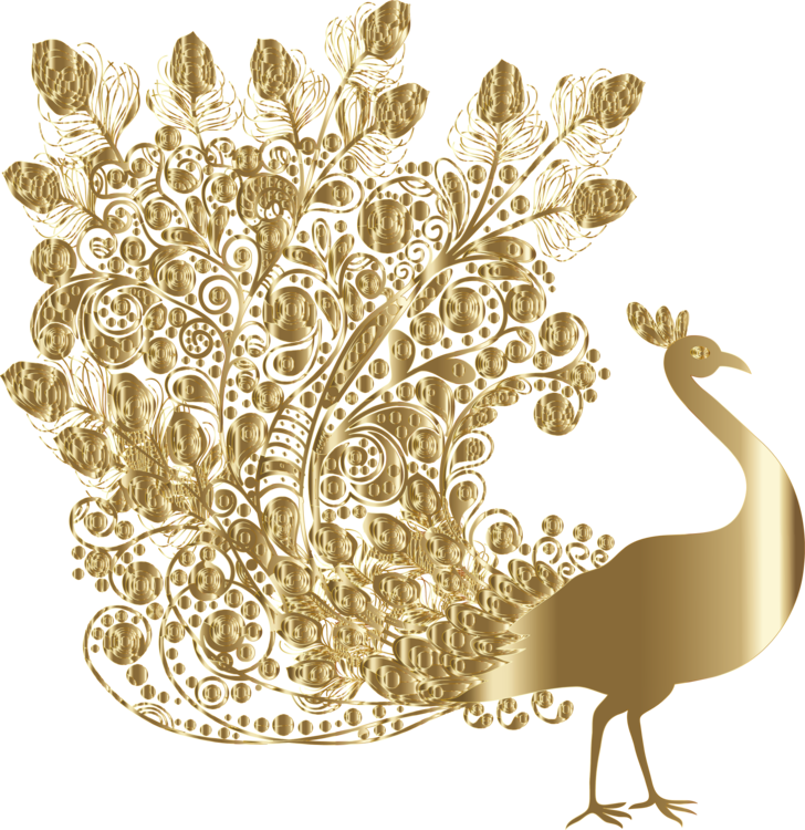 Golden Peacock Artwork PNG image