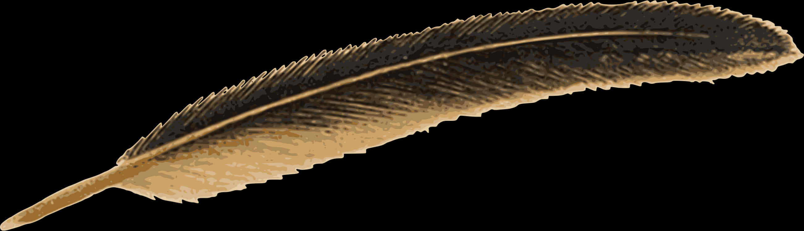 Golden Quill Feather Isolated PNG image