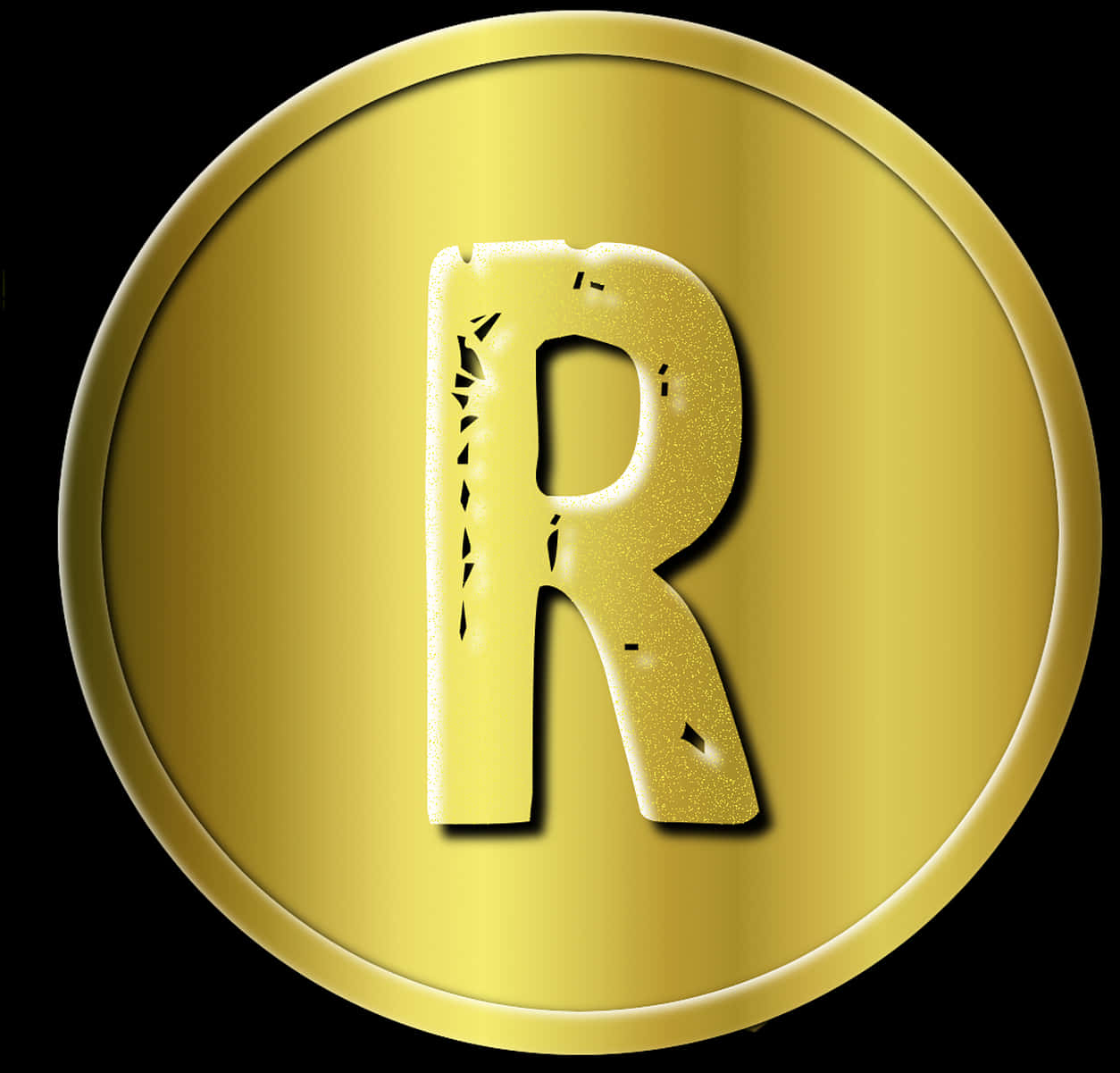 Golden R Symbol Circle PNG image