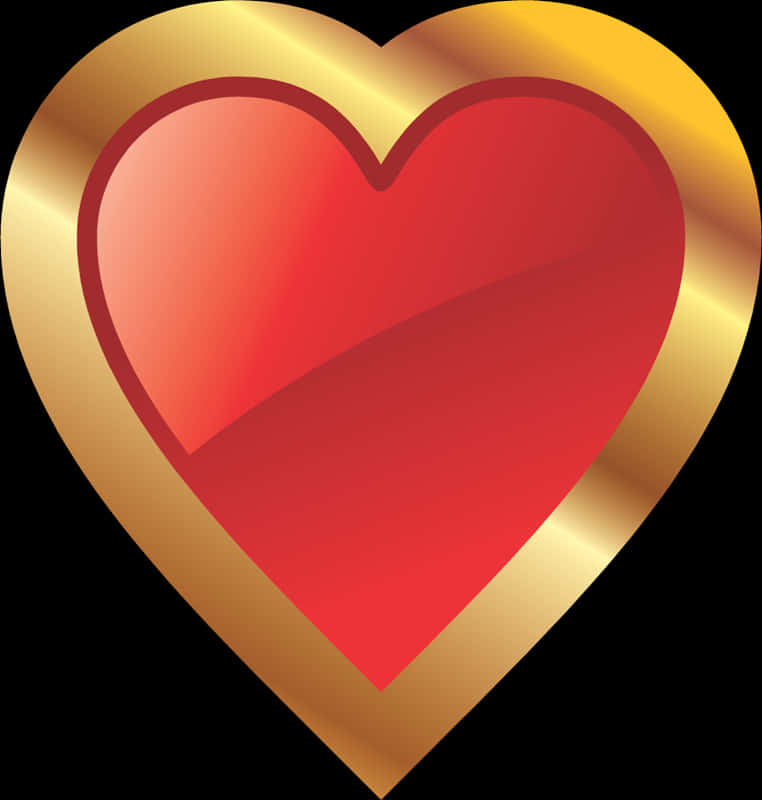 Golden Red Heart Graphic PNG image