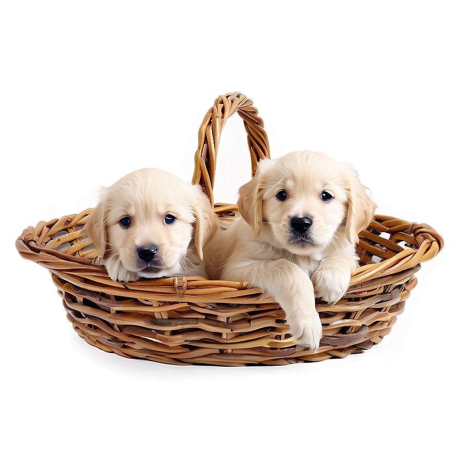 Golden Retriever Puppy In Basket Png 06252024 PNG image