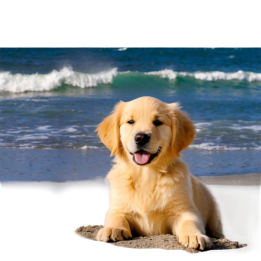 Golden Retriever Puppy On Beach Png 62 PNG image