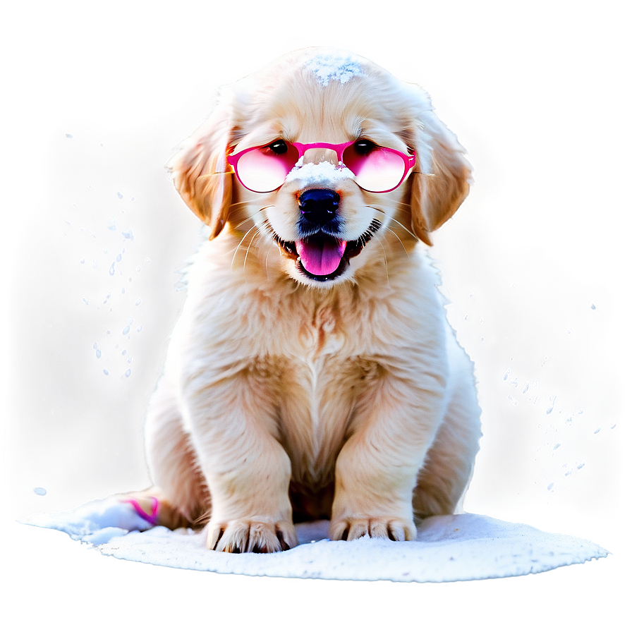 Golden Retriever Puppy Snow Play Png 94 PNG image