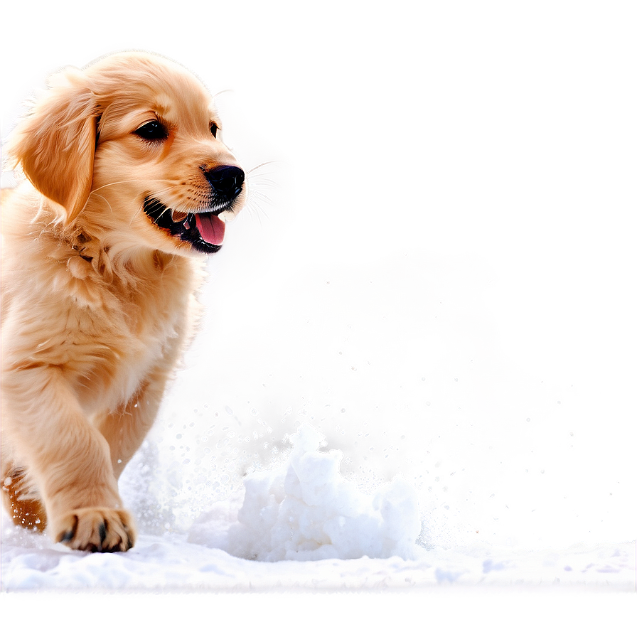 Golden Retriever Puppy Snow Play Png Ckb PNG image