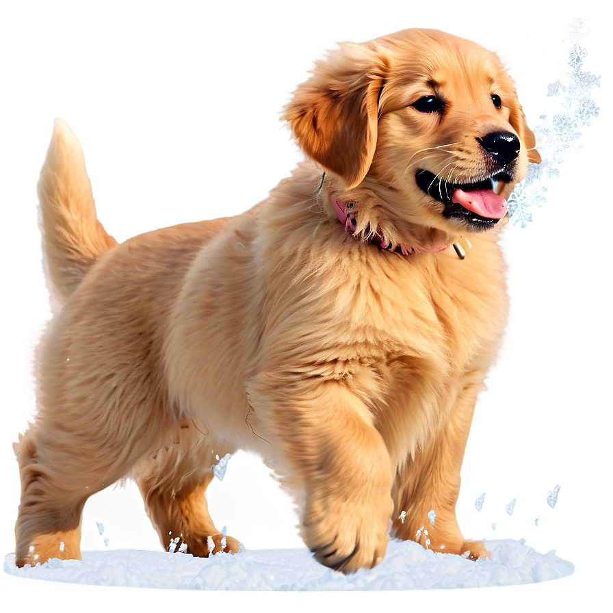 Golden Retriever Puppy Snow Play Png Hde PNG image