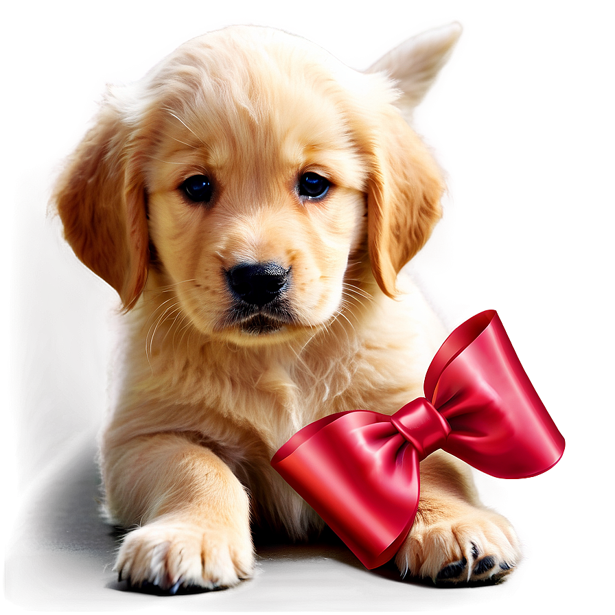 Golden Retriever Puppy With Bow Png Los81 PNG image