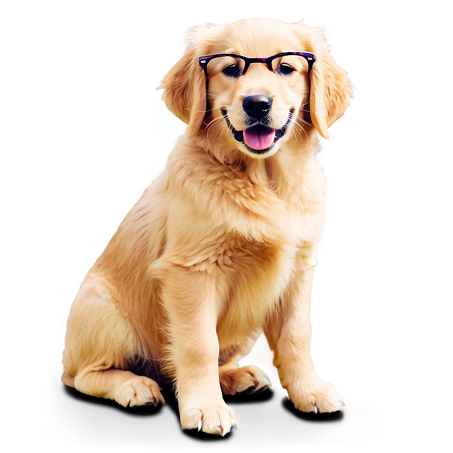 Golden Retriever Puppy With Glasses Png Ffv84 PNG image