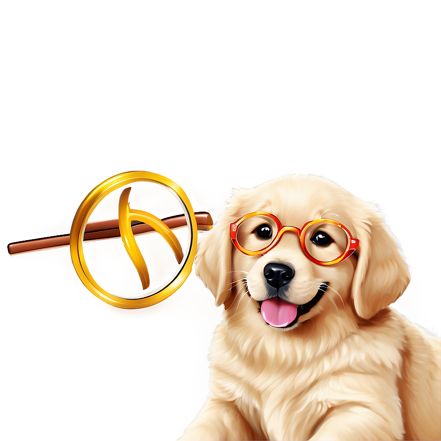 Golden Retriever Puppy With Glasses Png Hvj79 PNG image