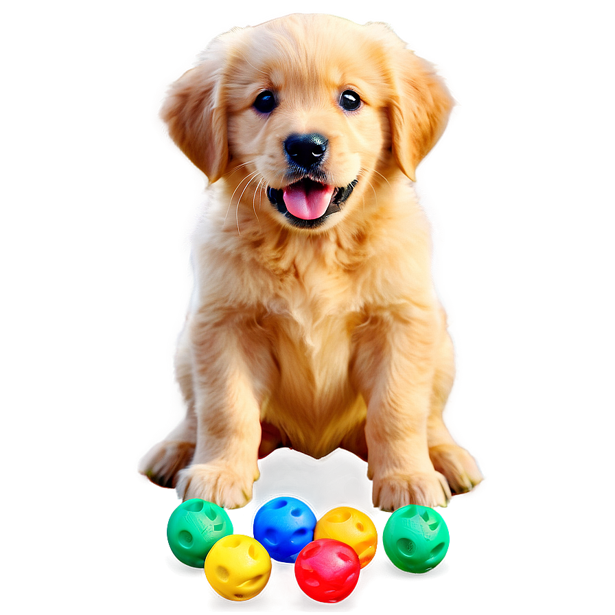 Golden Retriever Puppy With Toys Png 38 PNG image