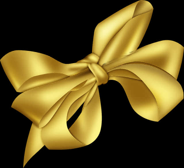 Golden Ribbon Bow Illustration PNG image