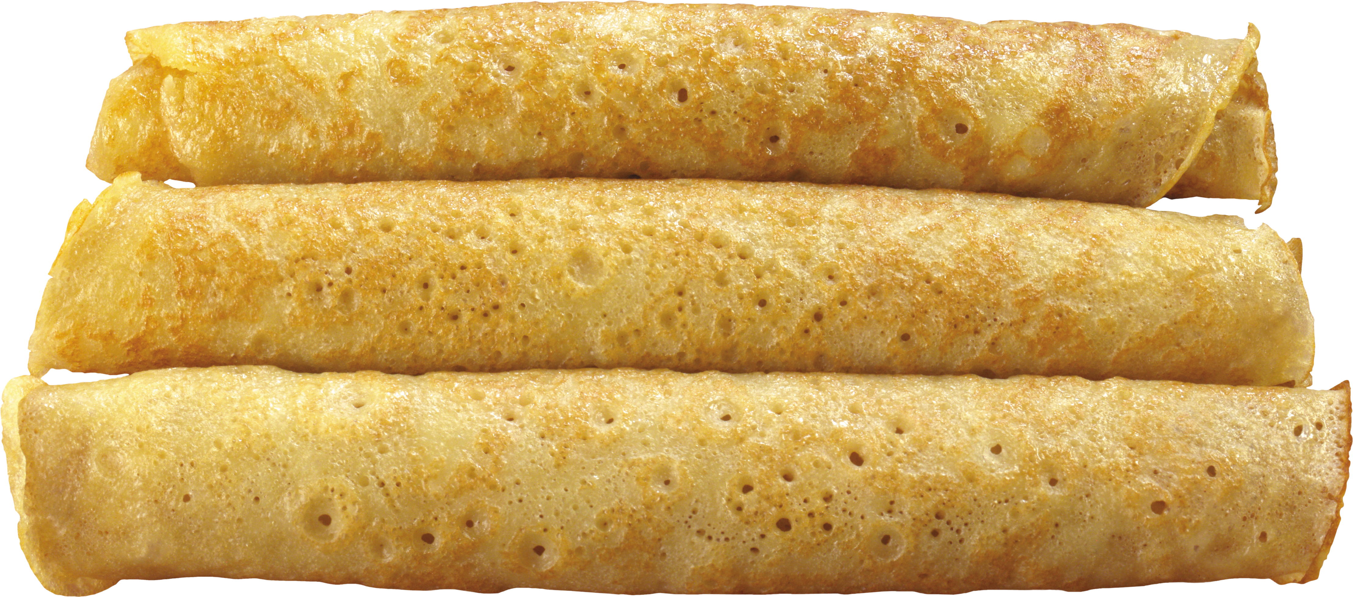 Golden Rolled Pancakes Stack PNG image