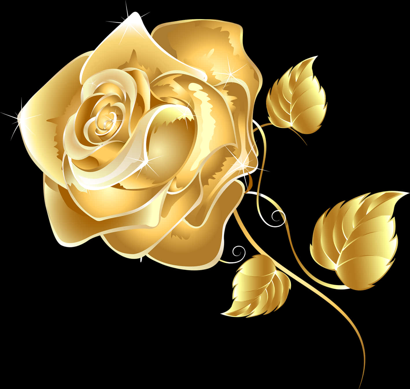 Golden Rose Illustration PNG image