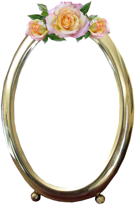 Golden Rose Oval Frame PNG image