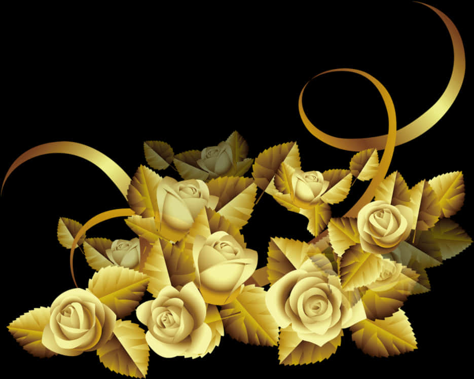 Golden_ Roses_ Artwork PNG image