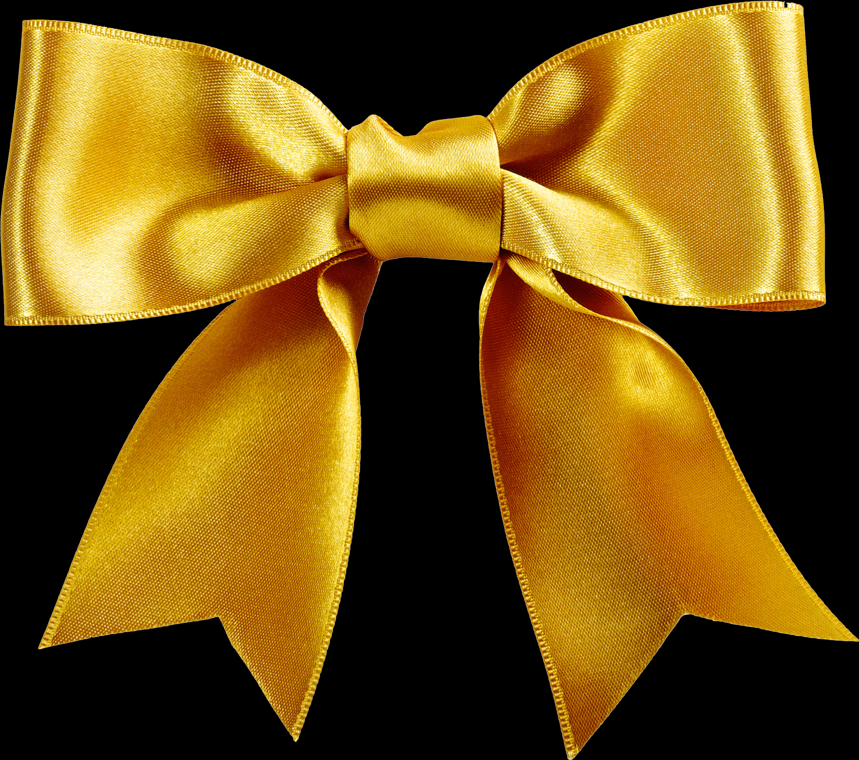 Golden Satin Bow Isolated PNG image