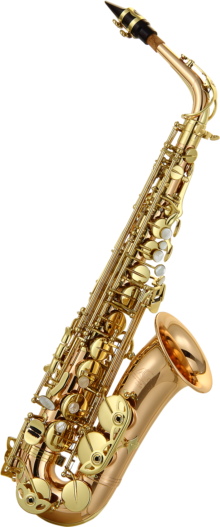 Golden Saxophone Isolatedon Blue PNG image