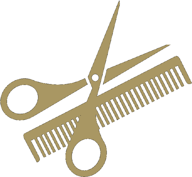 Golden Scissorsand Comb Icon PNG image