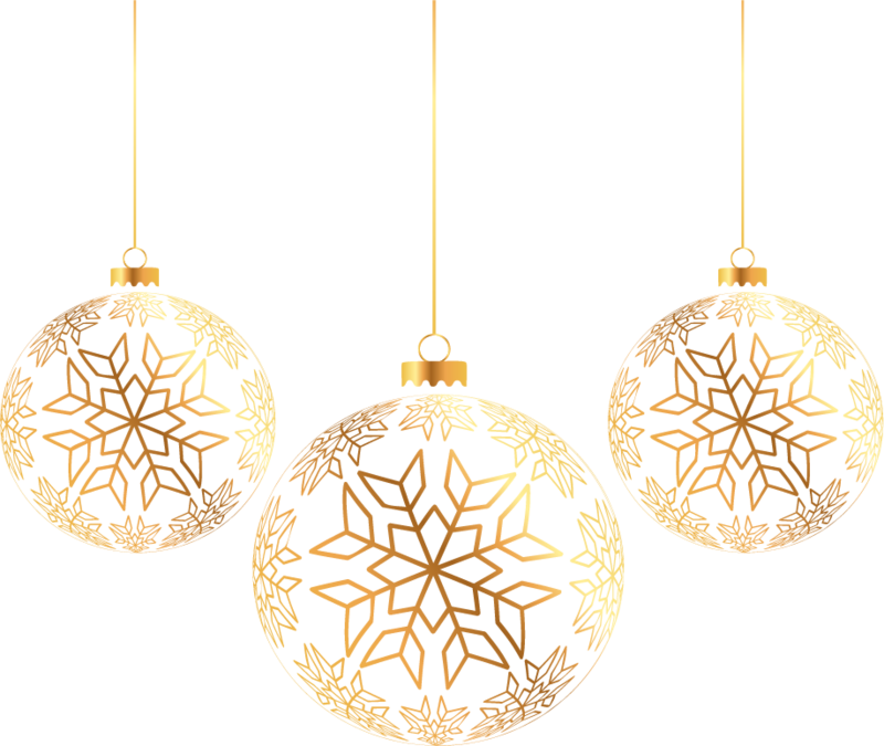 Golden Snowflake Christmas Ornaments PNG image