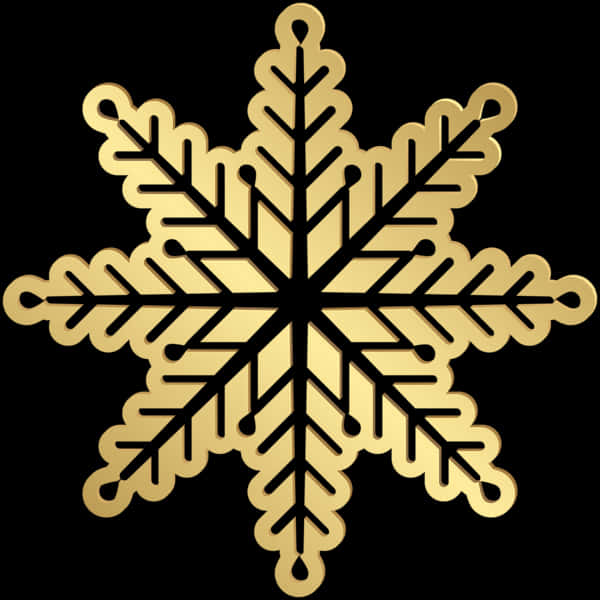 Golden Snowflake Design PNG image