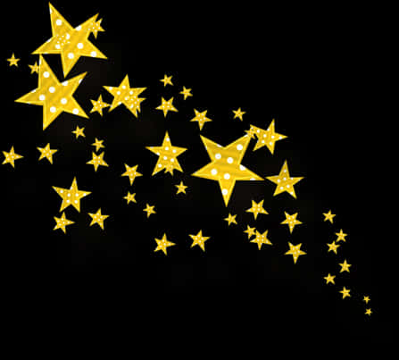 Golden Sparkling Stars Black Background PNG image