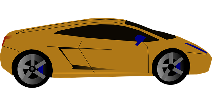 Golden Sports Car Vector Illustration PNG image
