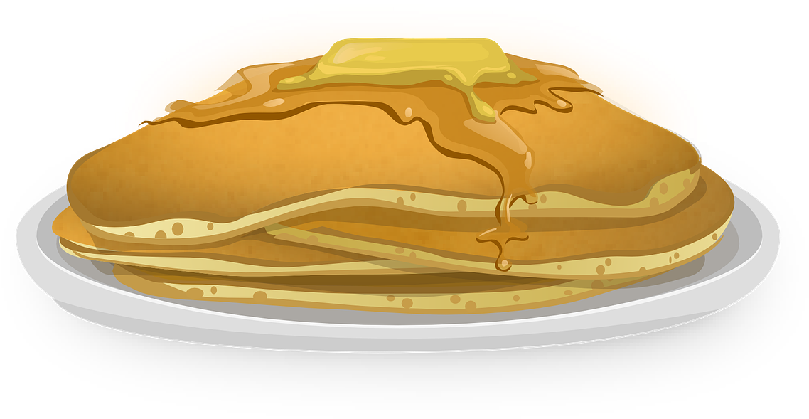 Golden Stacked Pancakeswith Butterand Syrup PNG image