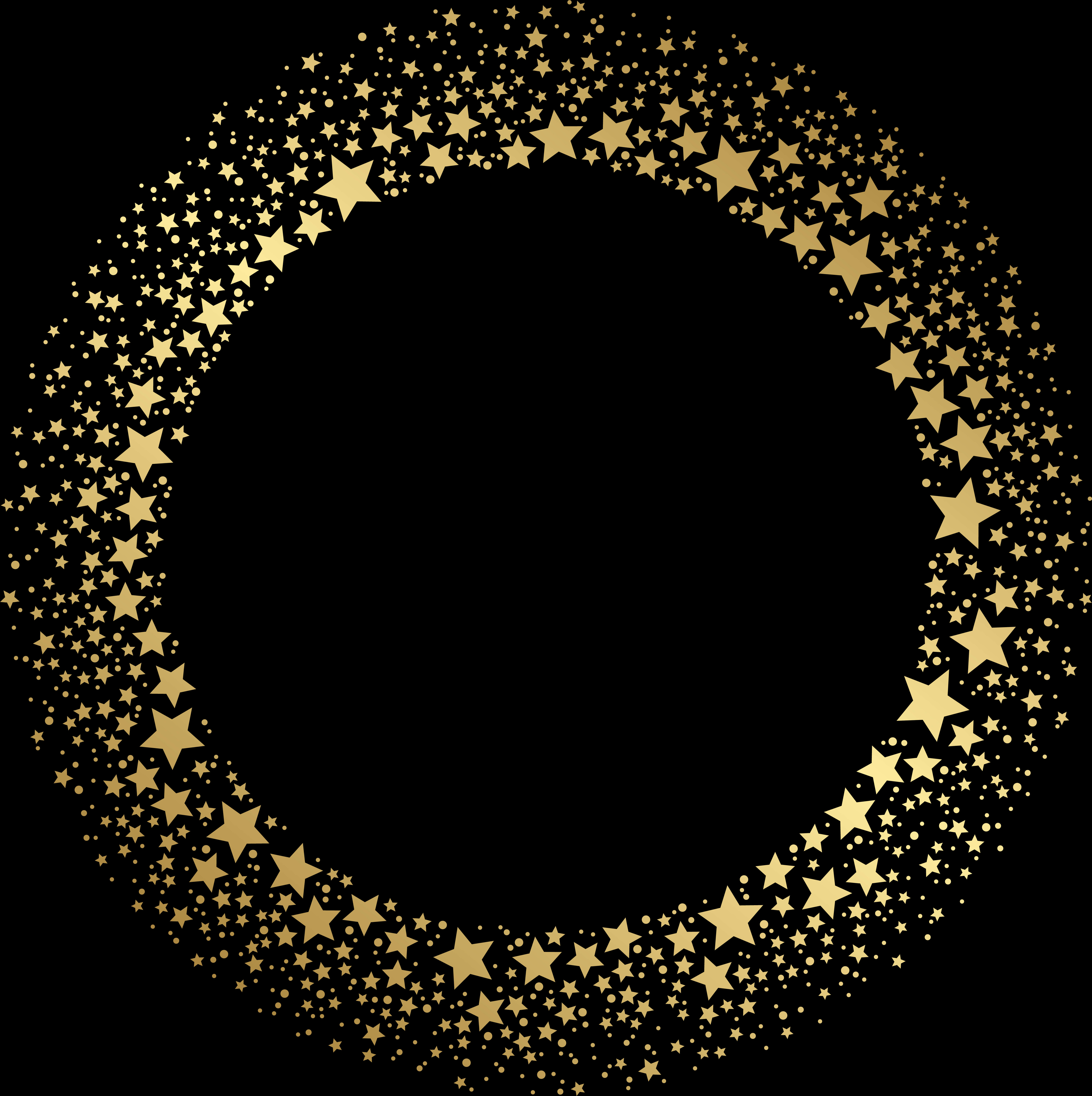Golden Star Circle Frame PNG image