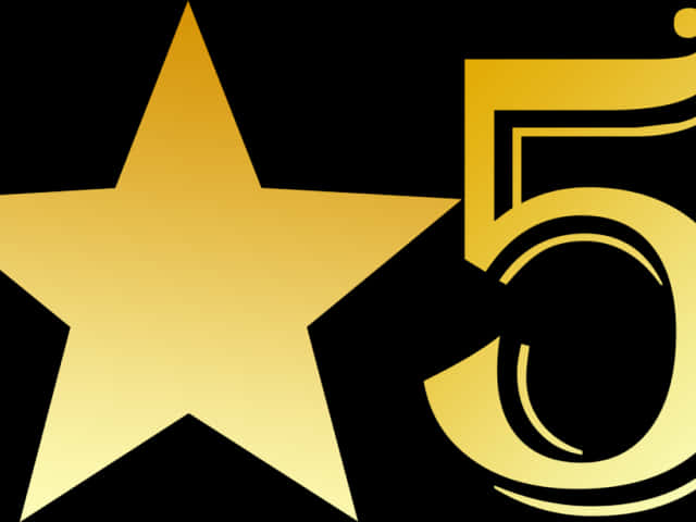 Golden Starand Number Five Graphic PNG image