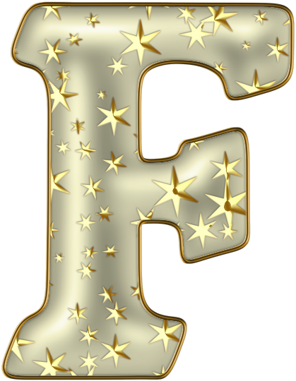 Golden Starred Letter F PNG image