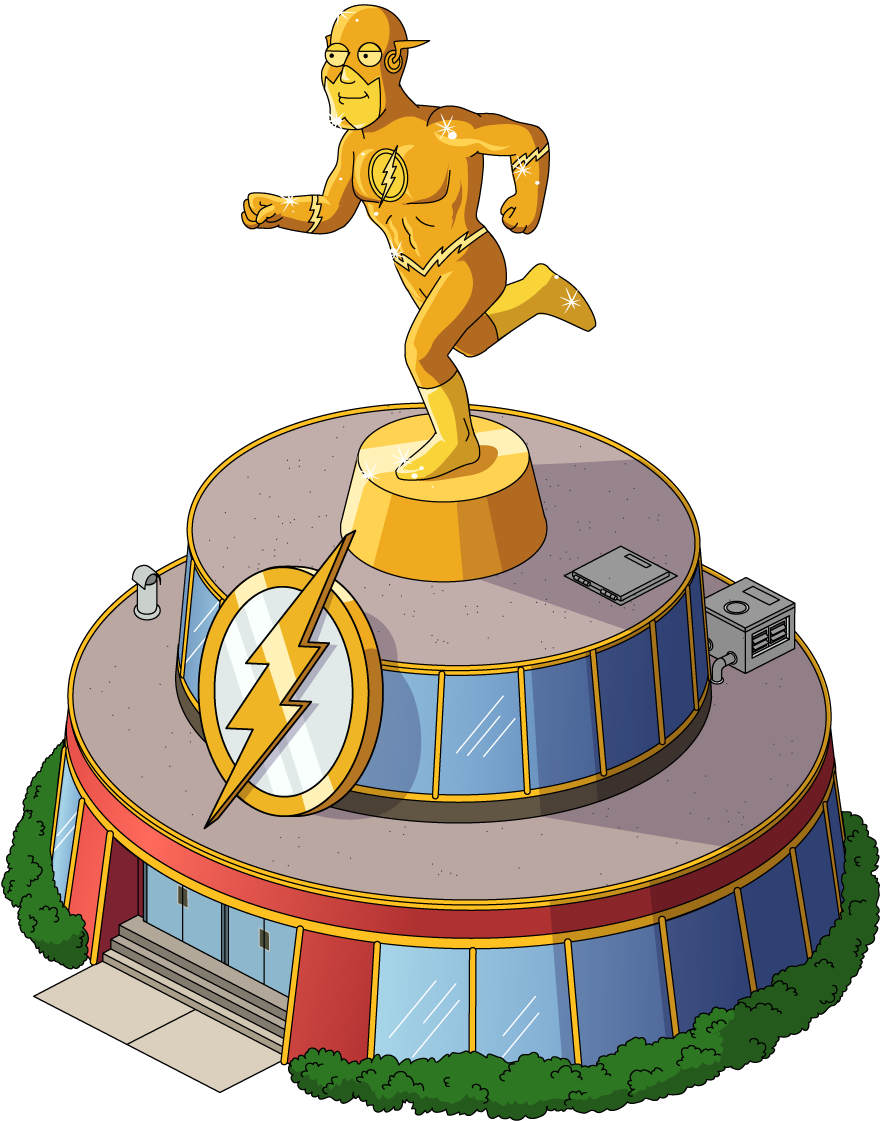Golden Statue Superhero Display PNG image