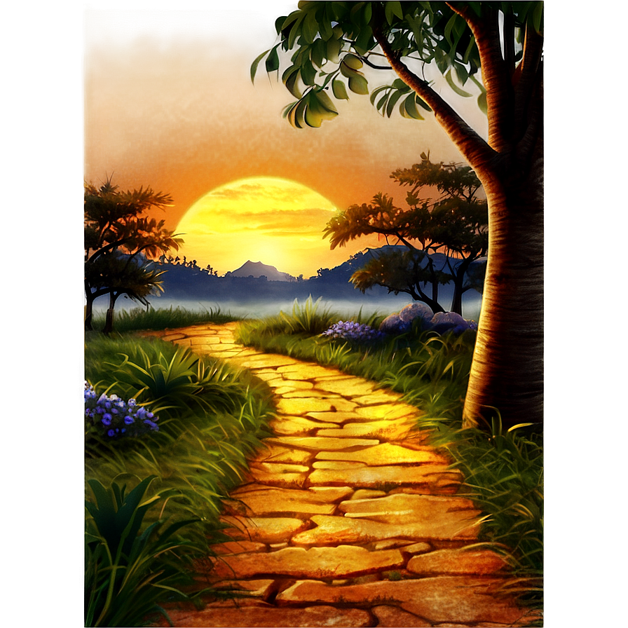 Golden Sunset Path Png 06202024 PNG image