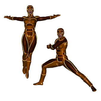 Golden Superhero Duo PNG image