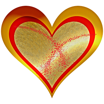 Golden Textured Heartwith Red Sparks PNG image