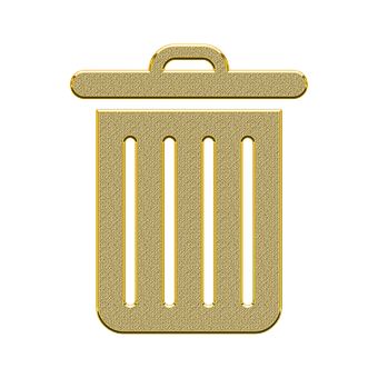 Golden Trash Bin Icon PNG image