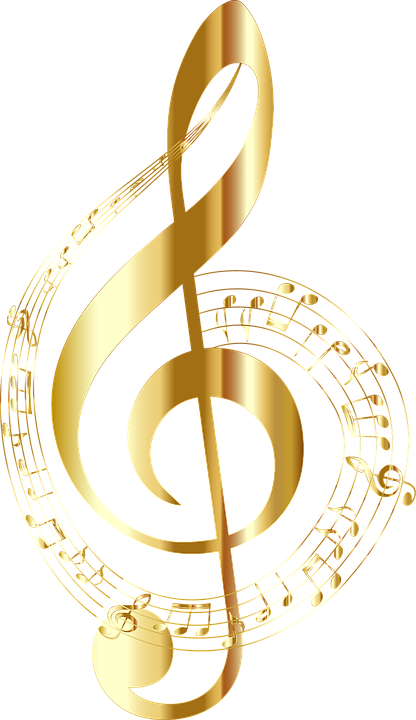 Golden Treble Clef Musical Symbol PNG image