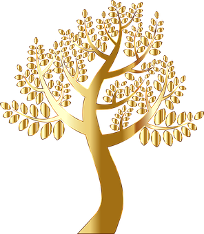 Golden Tree Graphic PNG image