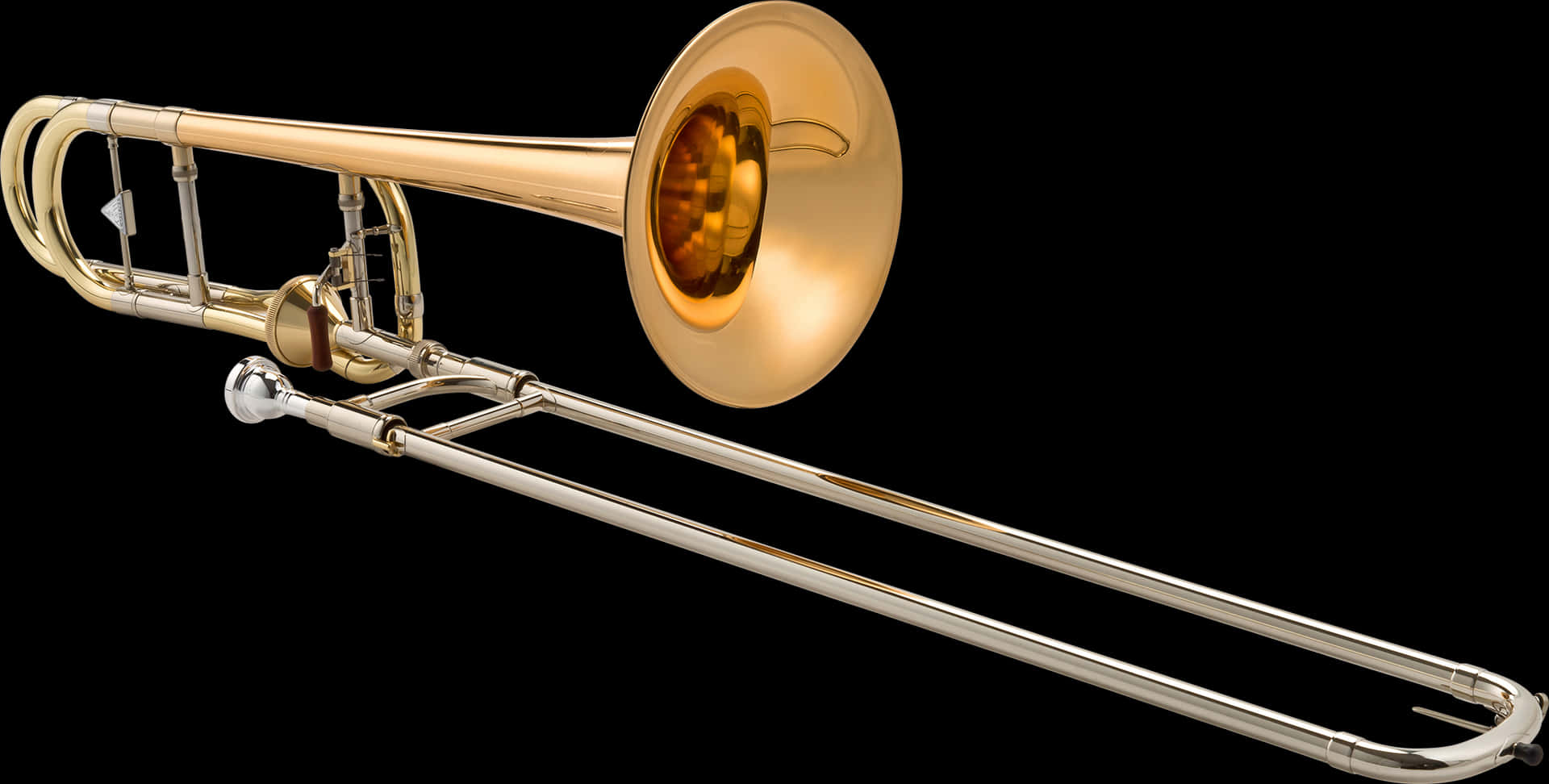 Golden Trombone Isolatedon Black PNG image