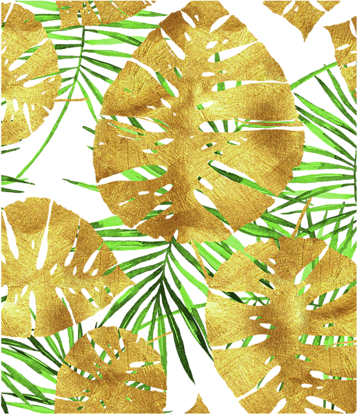 Golden Tropical Leaves Pattern PNG image