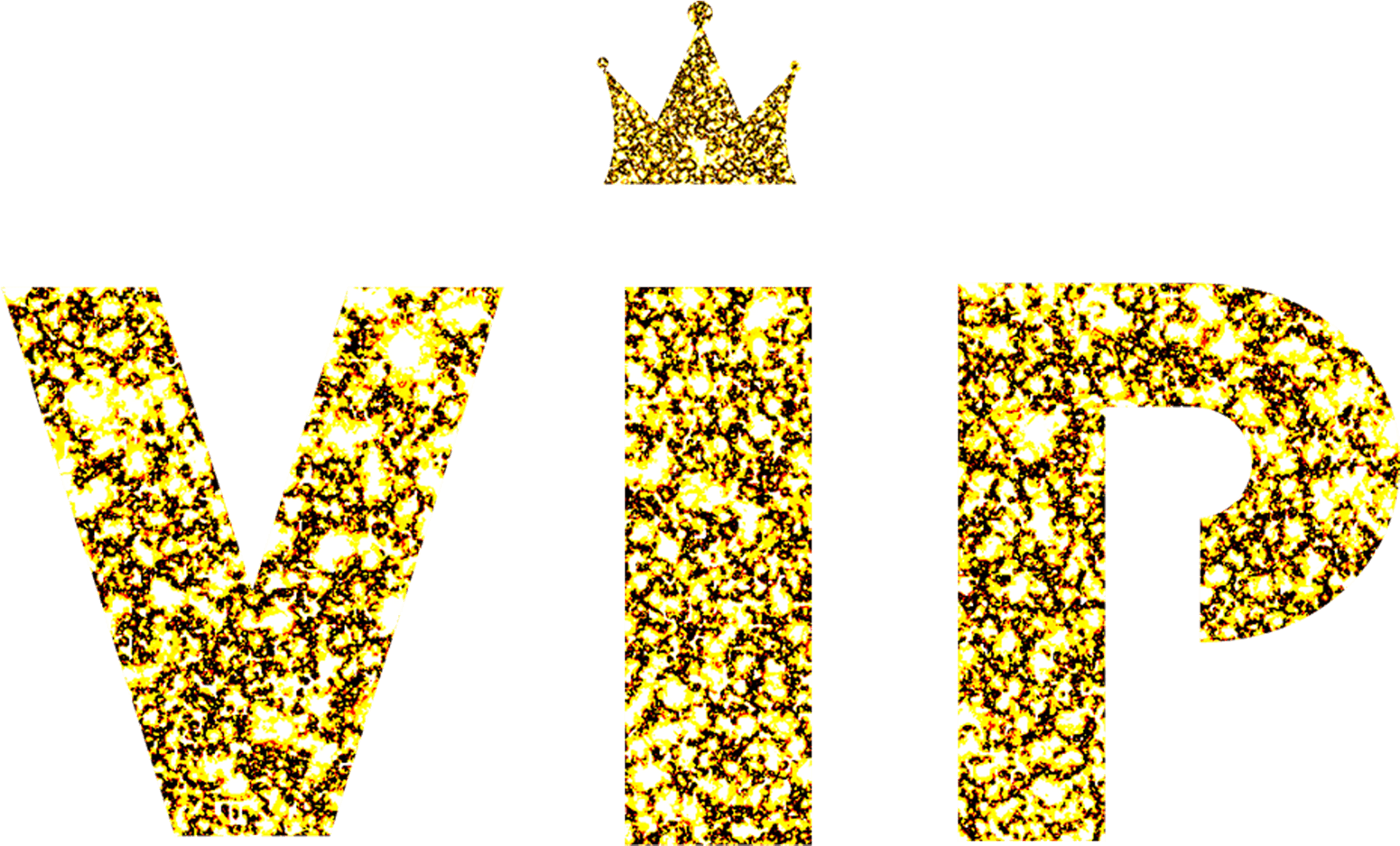 Golden V I P Textwith Crown PNG image