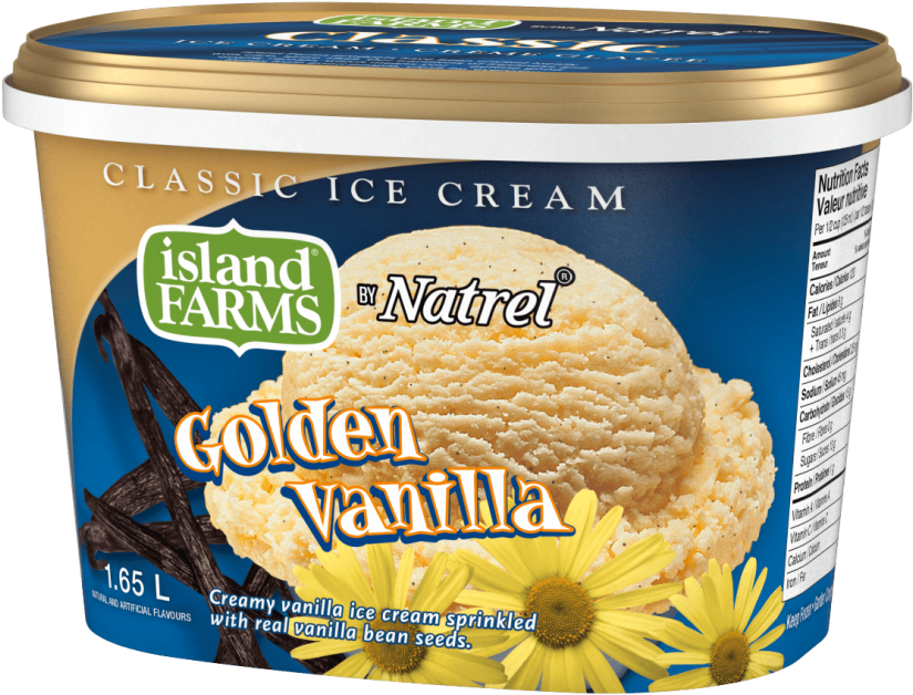 Golden Vanilla Ice Cream Container PNG image