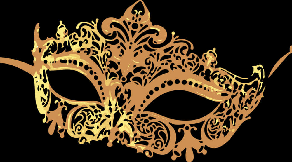 Golden Venetian Mask Design PNG image