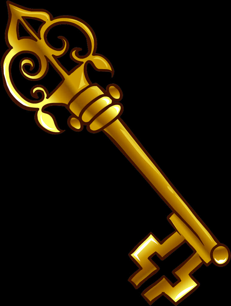 Golden Vintage Key Illustration PNG image