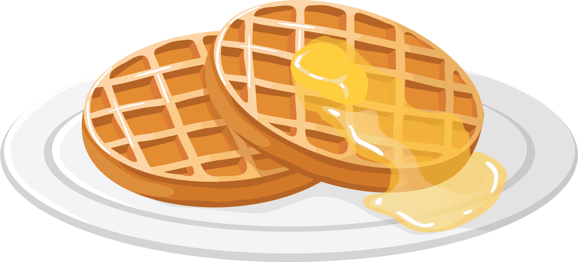 Golden Waffleswith Butter Syrup PNG image