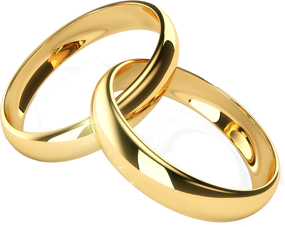 Golden Wedding Rings Interlocked Clipart PNG image