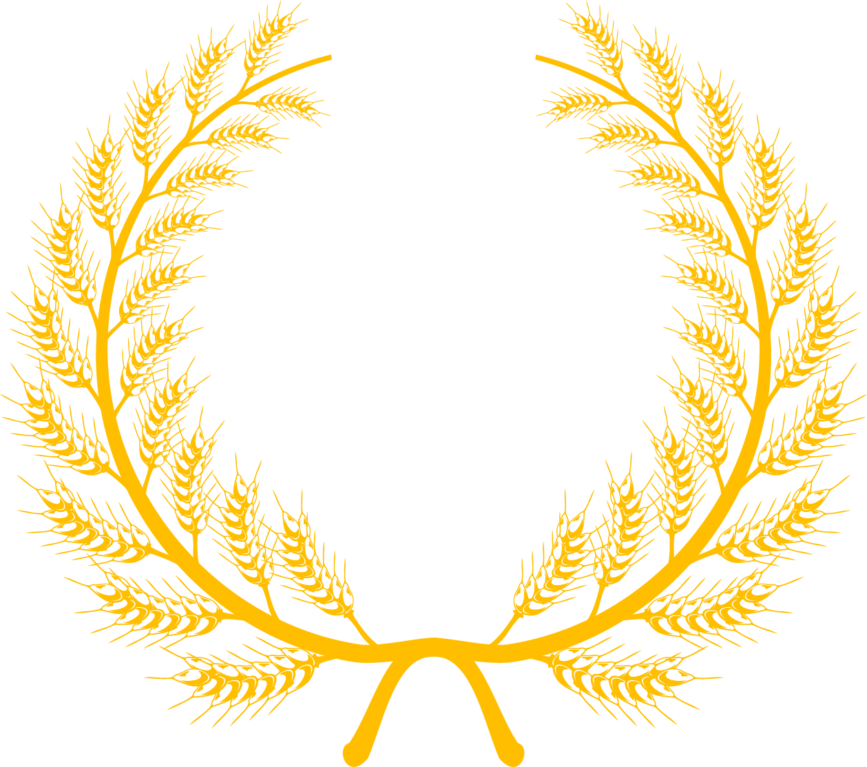 Golden Wheat Laurel Wreath Vector PNG image